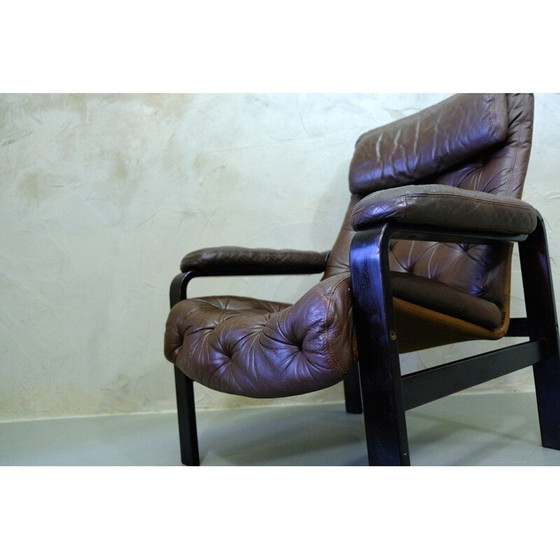 Image 1 of Mid Century Leder-Loungesessel von Oy BJ Dahlqvist für BD Furniture, Finnland 1960er Jahre