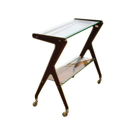 Image 1 of Exquisite rollende Bar im Vintage-Stil, die an die eleganten Formen von RAMA Torino, Italien 1950, erinnert.