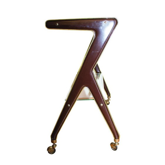 Image 1 of Exquisite rollende Bar im Vintage-Stil, die an die eleganten Formen von RAMA Torino, Italien 1950, erinnert.