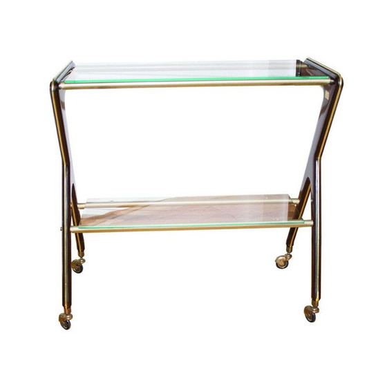Image 1 of Exquisite rollende Bar im Vintage-Stil, die an die eleganten Formen von RAMA Torino, Italien 1950, erinnert.