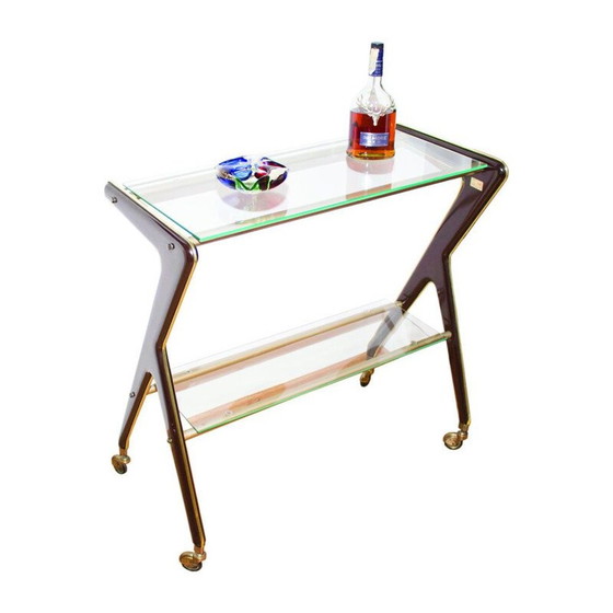 Image 1 of Exquisite rollende Bar im Vintage-Stil, die an die eleganten Formen von RAMA Torino, Italien 1950, erinnert.