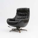 60er Jahre Lounge Ledersessel, drehbar