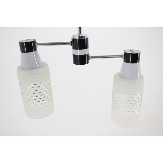 Image 1 of Mid-Century-Kronleuchter aus Metall und Glas von Napako, Tschechoslowakei 1970er Jahre