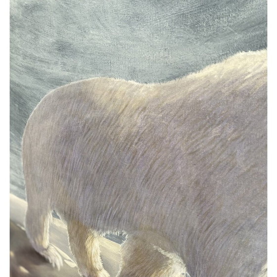 Image 1 of Vintage Öl auf Leinwand "Bär auf der Eisscholle" von André Ferrand, 2004