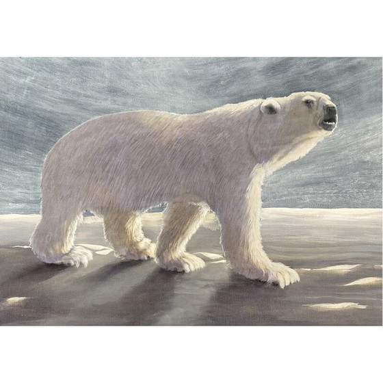 Image 1 of Vintage Öl auf Leinwand "Bär auf der Eisscholle" von André Ferrand, 2004