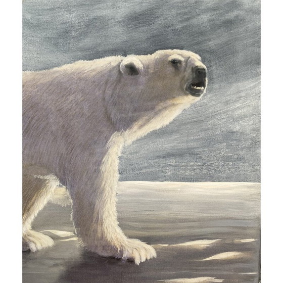 Image 1 of Vintage Öl auf Leinwand "Bär auf der Eisscholle" von André Ferrand, 2004