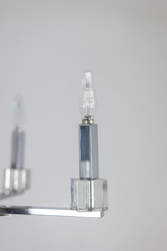 Image 1 of Jacques Adnet. Moderner Kronleuchter Aus Verchromtem Metall. Circa 1940.