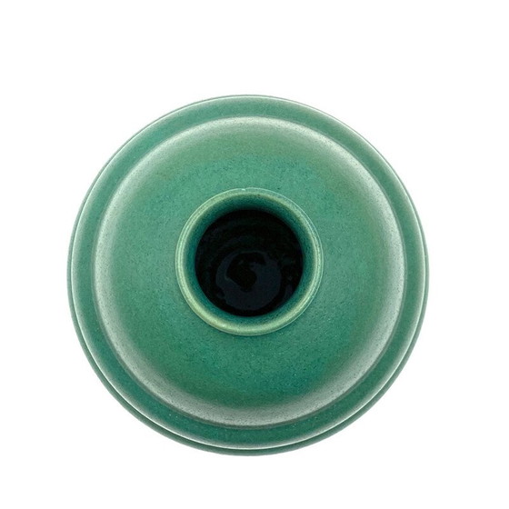 Image 1 of Türkisfarbene Steingutvase im Art-déco-Stil, Frankreich 1940