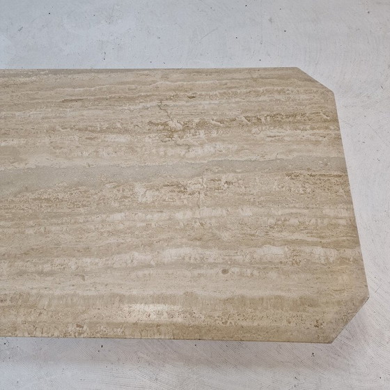 Image 1 of Italienischer Vintage-Couchtisch aus Travertin, 1980er Jahre