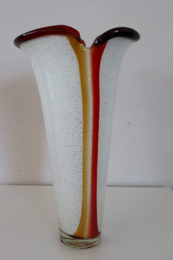 Image 1 of Große italienische Vintage-Vase aus Murano-Kunstglas