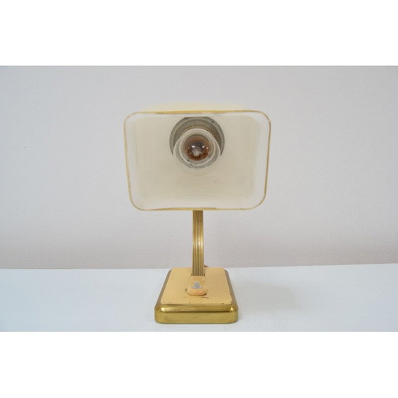 Image 1 of Art Deco Tischlampe aus Glas und Messing, Tschechoslowakei 1930