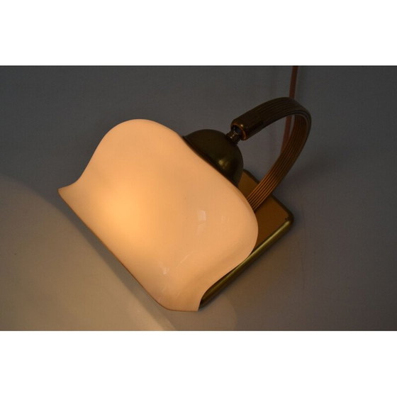 Image 1 of Art Deco Tischlampe aus Glas und Messing, Tschechoslowakei 1930