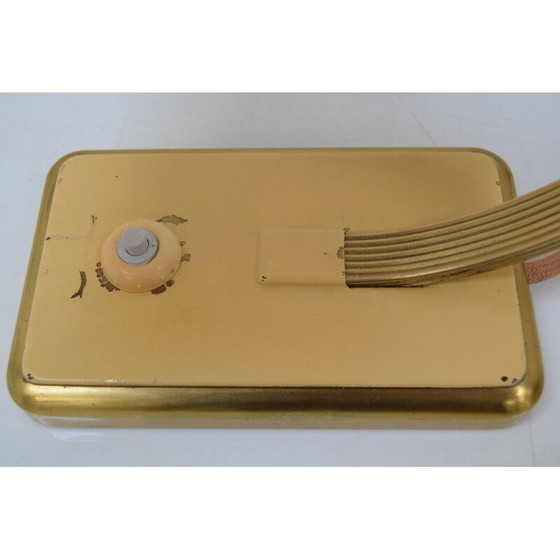 Image 1 of Art Deco Tischlampe aus Glas und Messing, Tschechoslowakei 1930