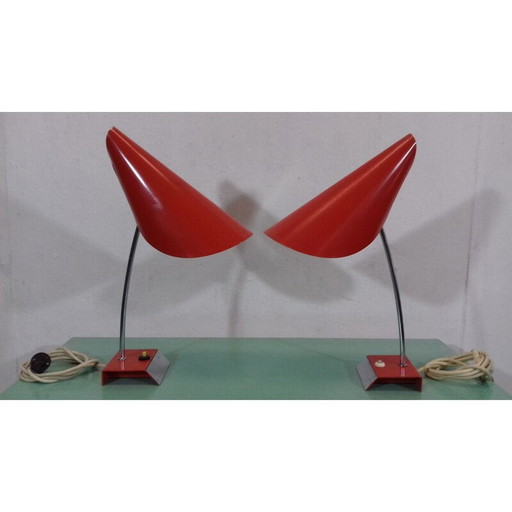 Paar alte Metalllampen von Josef Hůrka für Napako, Tschechoslowakei 1960