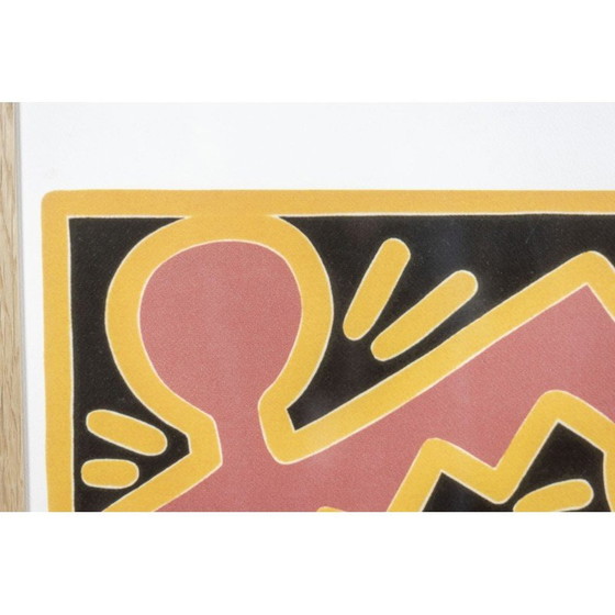 Image 1 of Siebdruck in blondem Eichenholzrahmen von Keith Haring, Vereinigte Staaten 1990