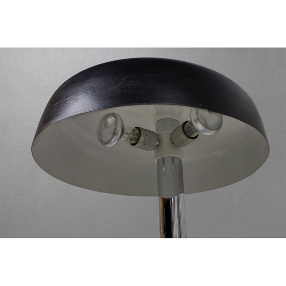 Image 1 of Vintage Tischlampe aus schwarzem gebürstetem Metall und Chrom von Egon Hillebrand, Deutschland 1970
