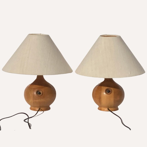 2X Teakholz-Tischlampen aus Dyrlund, Dänemark, 1970er Jahre