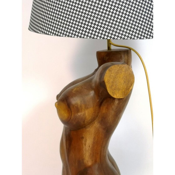 Image 1 of Paar handgeschnitzte Torso-Lampen aus Massivholz, 1970