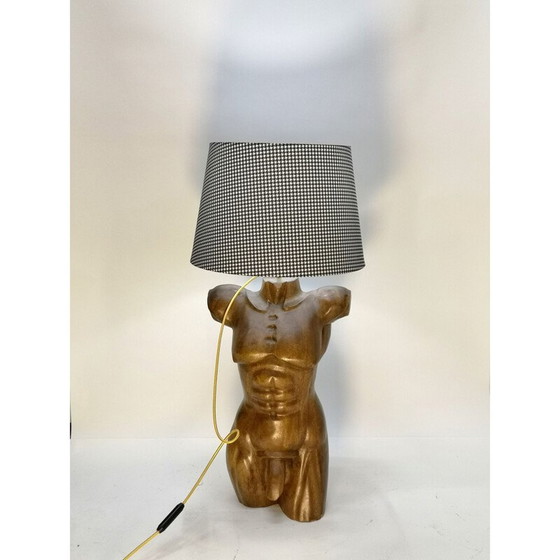 Image 1 of Paar handgeschnitzte Torso-Lampen aus Massivholz, 1970