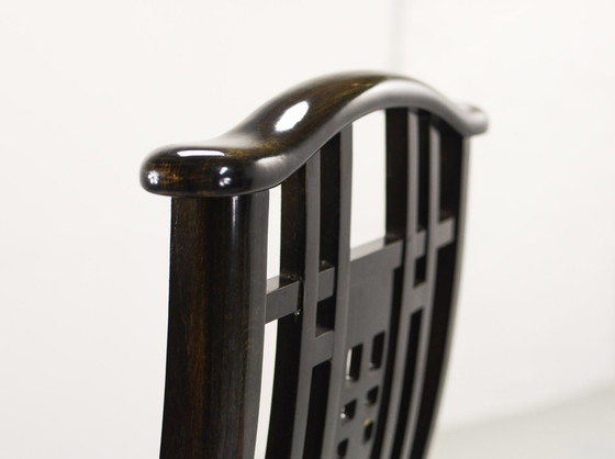 Image 1 of Giorgetti Esszimmerstühle im italienischen Design, Set bestehend aus vier schwarzen Stühlen mit hoher Rückenlehne und Stoffbezug