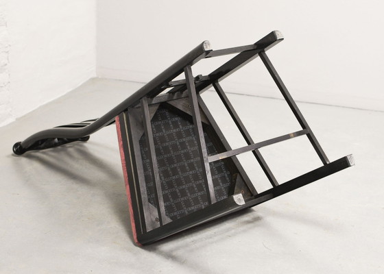 Image 1 of Giorgetti Esszimmerstühle im italienischen Design, Set bestehend aus vier schwarzen Stühlen mit hoher Rückenlehne und Stoffbezug