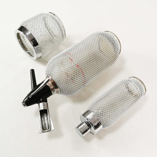 Vintage Merkuria Barkeeper-Set aus dickem Glas und verchromtem Metall, Tschechoslowakei 1970