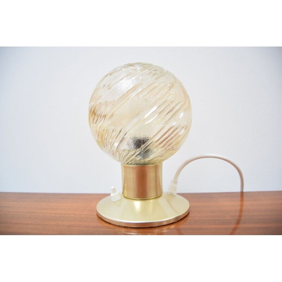 Image 1 of Vintage-Lampe aus Glas und Messing, Tschechoslowakei 1970