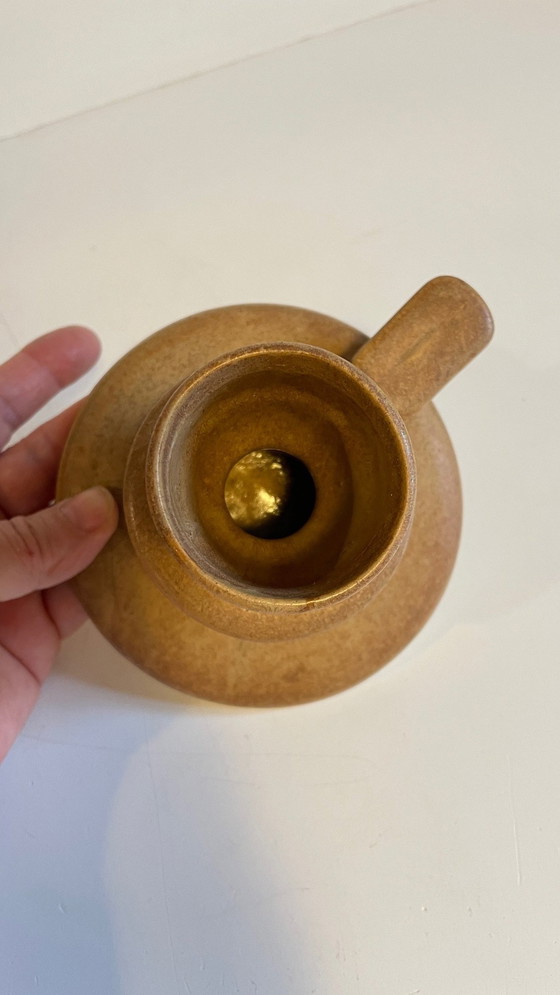 Image 1 of Handgeometrischer Kerzenhalter aus Vintage-Sandstein Frankreich