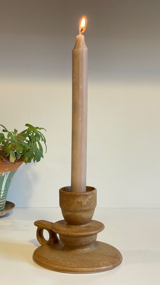 Image 1 of Handgeometrischer Kerzenhalter aus Vintage-Sandstein Frankreich