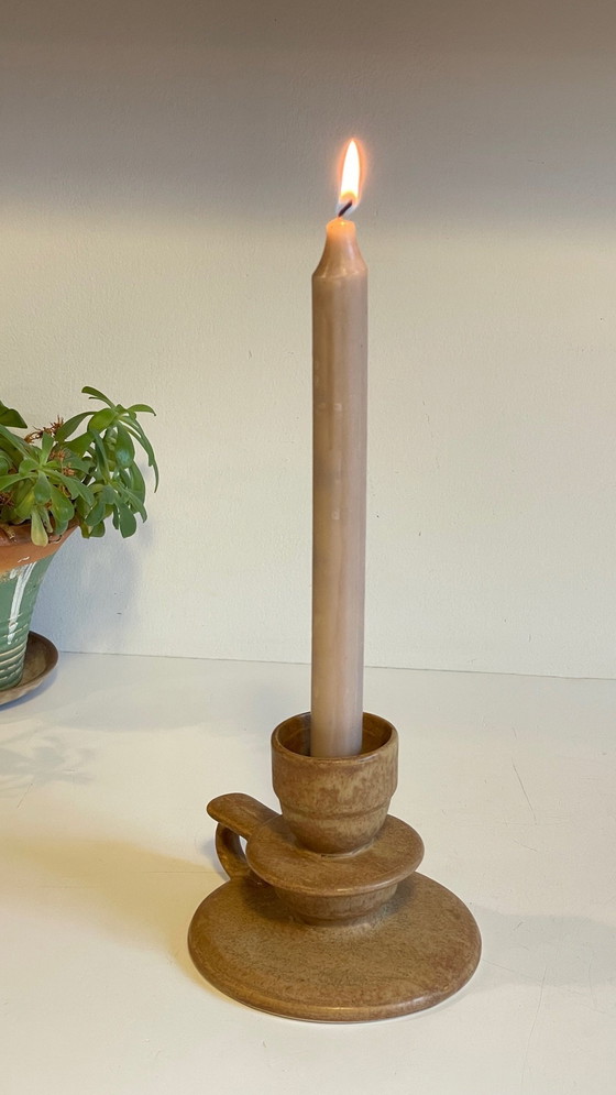 Image 1 of Handgeometrischer Kerzenhalter aus Vintage-Sandstein Frankreich