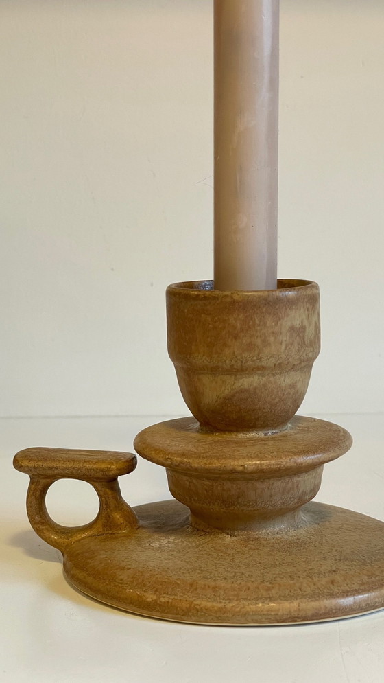 Image 1 of Handgeometrischer Kerzenhalter aus Vintage-Sandstein Frankreich