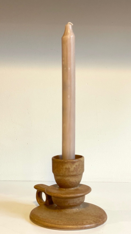 Image 1 of Handgeometrischer Kerzenhalter aus Vintage-Sandstein Frankreich