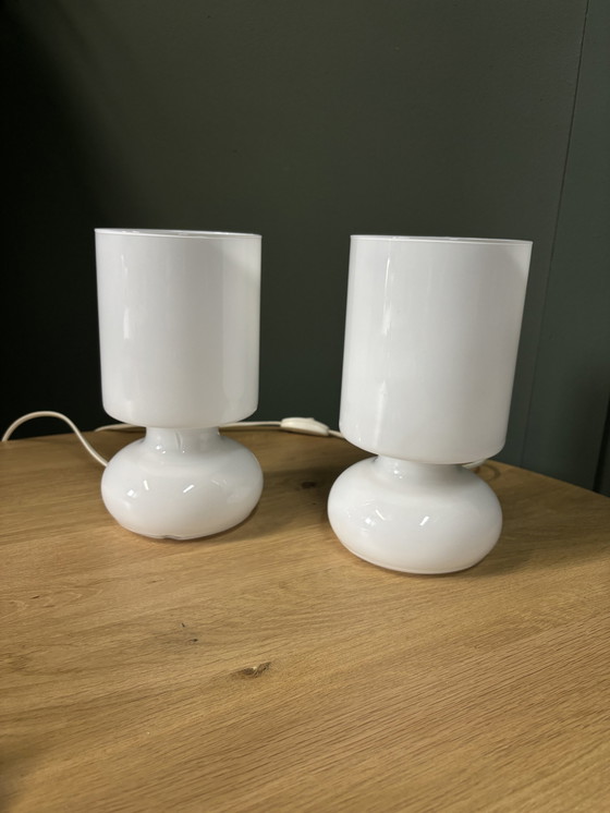 Image 1 of 2x IKEA Lykta Lampe Tischlampe weiß