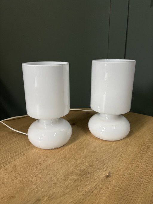 2x IKEA Lykta Lampe Tischlampe weiß