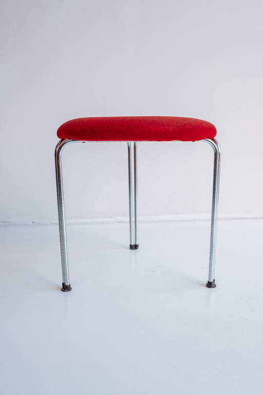 Vintage Hocker von Tacke mit roter Samtpolsterung
