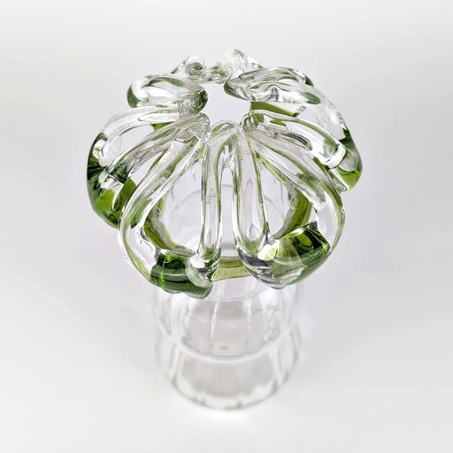 Italienische Jugendstil Glas Vase Solifleur Solofiore Hyazinth