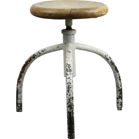 Image 1 of Vintage Industrial Weißer Drehstuhl