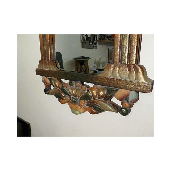 Image 1 of Polychromer Spiegel aus Holz 1970er Jahre