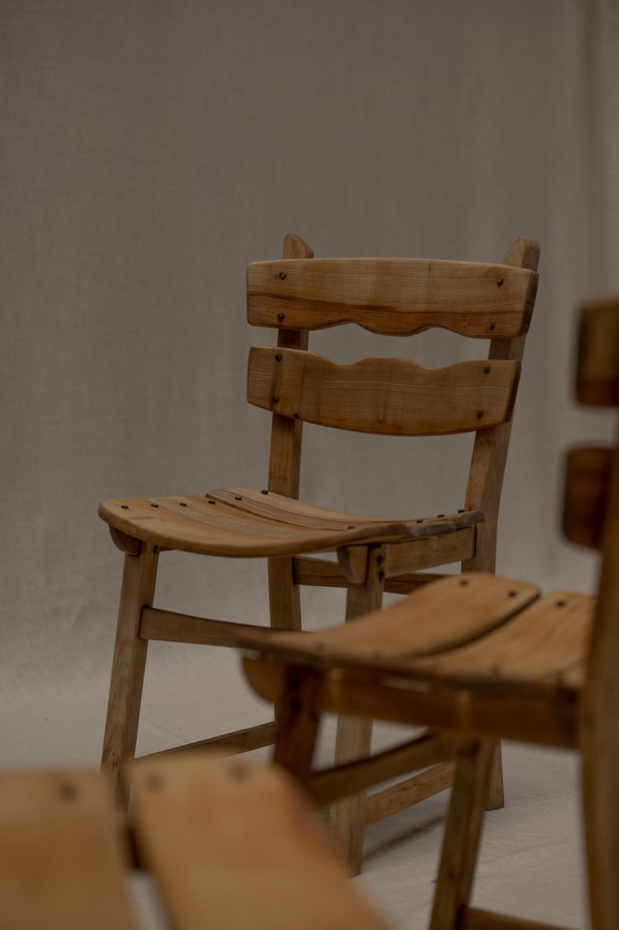 Image 1 of Brutalistisches Esszimmerstuhl-Set 1960S