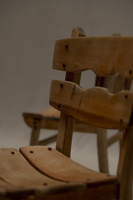 Image 1 of Brutalistisches Esszimmerstuhl-Set 1960S