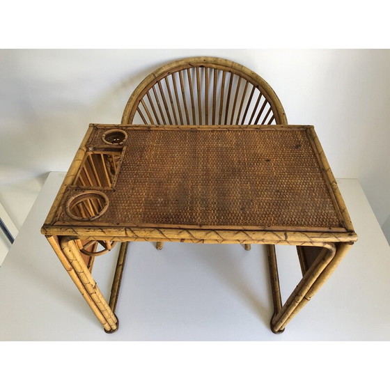Image 1 of Vintage Rattan Schreibtisch und Stuhl für Kinder
