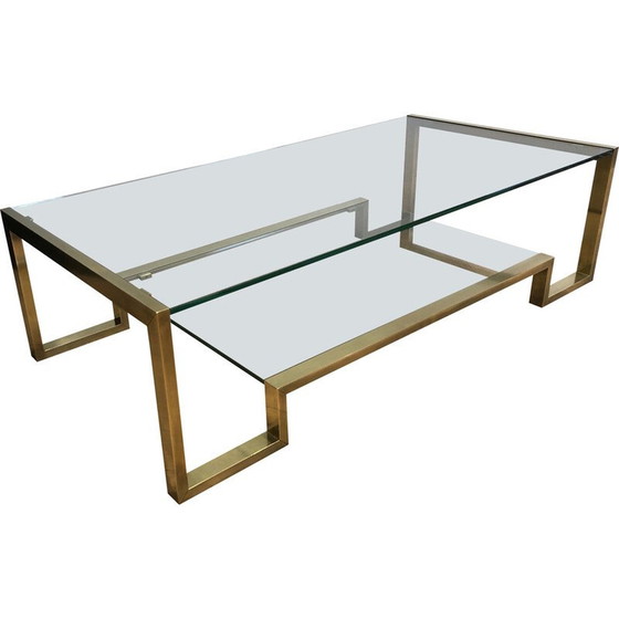 Image 1 of Vintage Couchtisch aus Messing und Glas von Guy Lefèvre für Maison Jansen, 1970