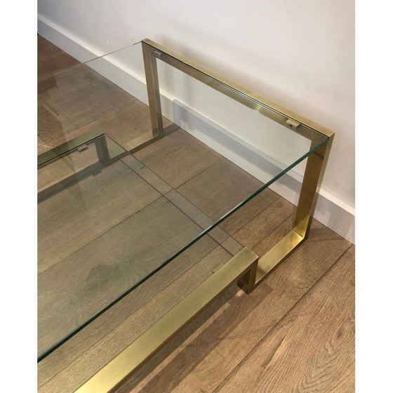 Image 1 of Vintage Couchtisch aus Messing und Glas von Guy Lefèvre für Maison Jansen, 1970