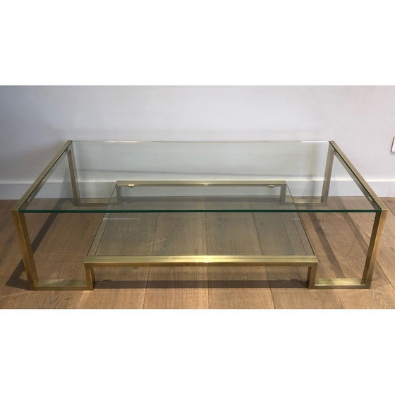 Image 1 of Vintage Couchtisch aus Messing und Glas von Guy Lefèvre für Maison Jansen, 1970