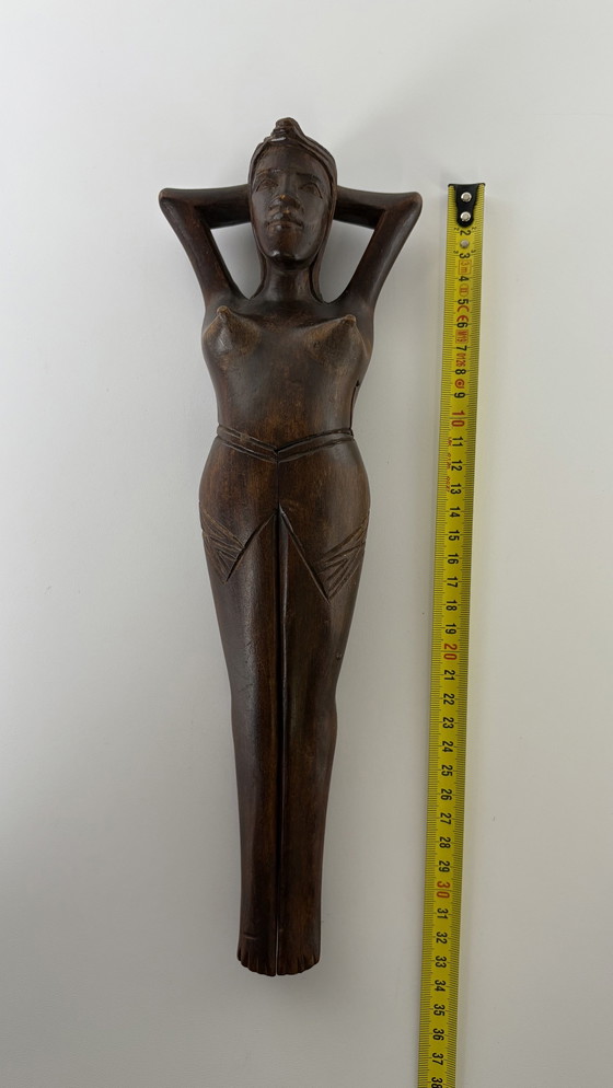 Image 1 of Vintage Holz geschnitzt Damen Nussknacker dunkles Holz Kunst