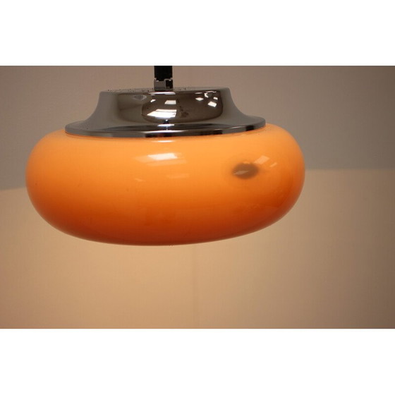 Image 1 of Vintage Meblo Pendelleuchte aus beige-orangem Kunststoff von Harvey Guzzini, Italien 1970
