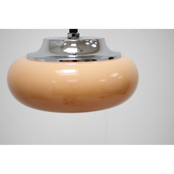 Image 1 of Vintage Meblo Pendelleuchte aus beige-orangem Kunststoff von Harvey Guzzini, Italien 1970