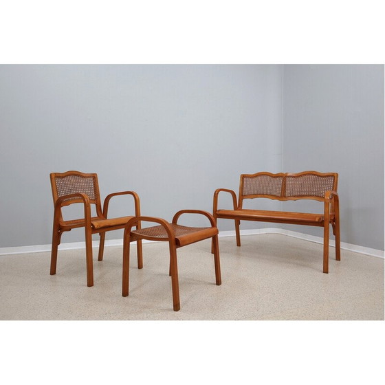 Image 1 of Mid Century Wien Stroh Wohnzimmer Set, 1940er Jahre