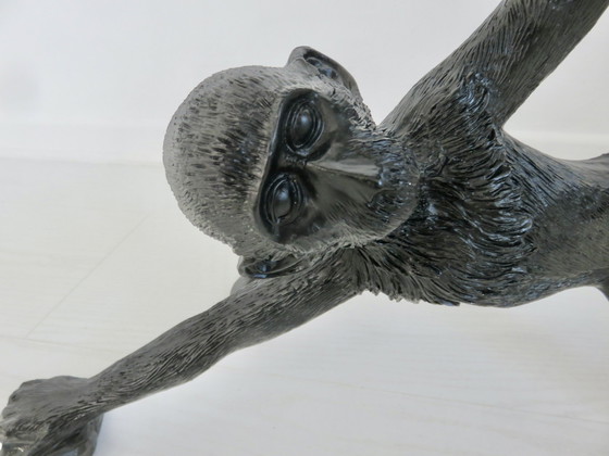 Image 1 of Paar Große "Monkey" Wandleuchten Aus Schwarzem Harz