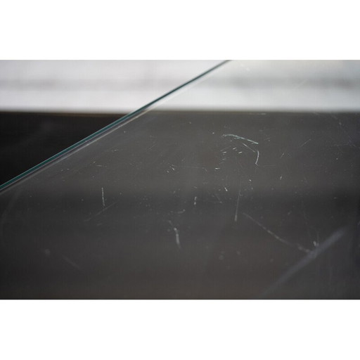 Vintage "Zanuso" Beistelltisch aus Glas und Edelstahl von Marco Zanuso für Zanotta, Italien 1960